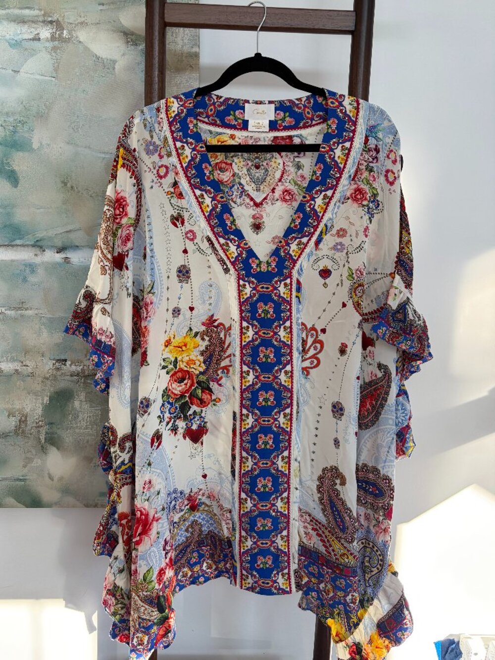 Camilla vneck Kaftan With Ruffle Sleeve - Picture 9 of 10